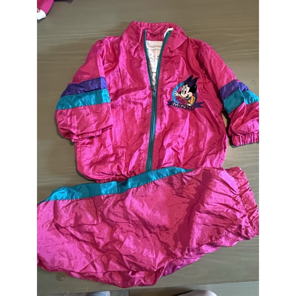 VTG 90s Disney Babies Minnie Mouse Nylon Tracksuit Windbreaker Set  18M Y2K READ